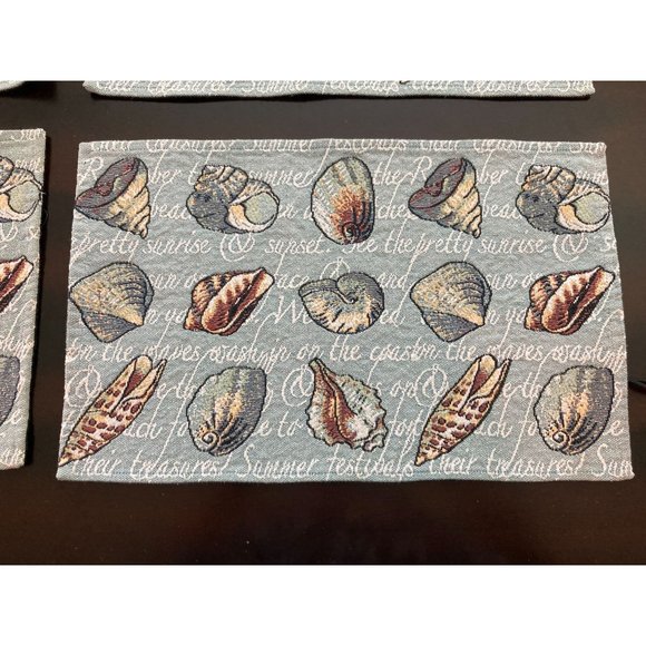 Park B. Smith Seashell Tapestry Fabric Placemats - Lot of 4 - Picture 2 of 4